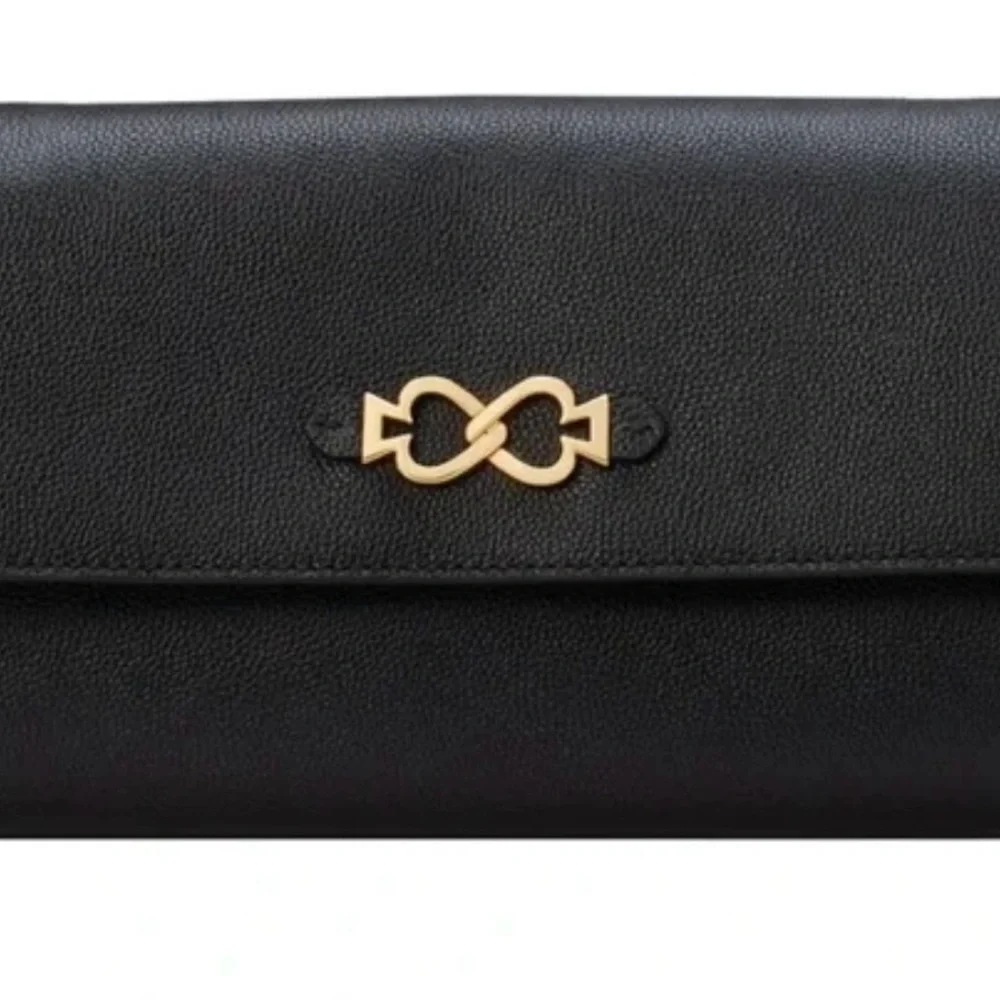 Kate Spade New York Toujours chain clutch bag, black leather with‎ gold accent